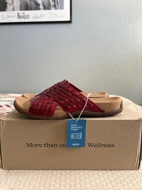 Taos Footwear Red Braided Slide Sandals